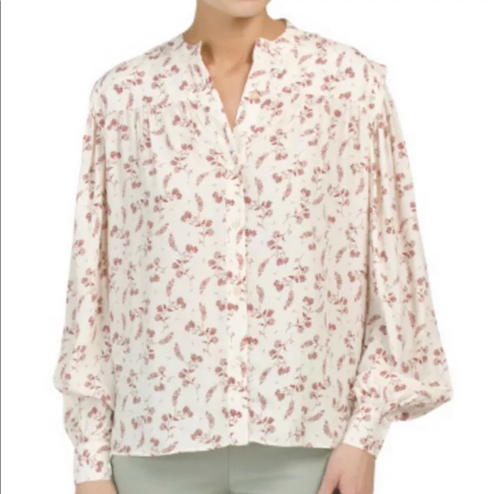 NWT FRAME Voluminous Floral Print Woven Blouse S